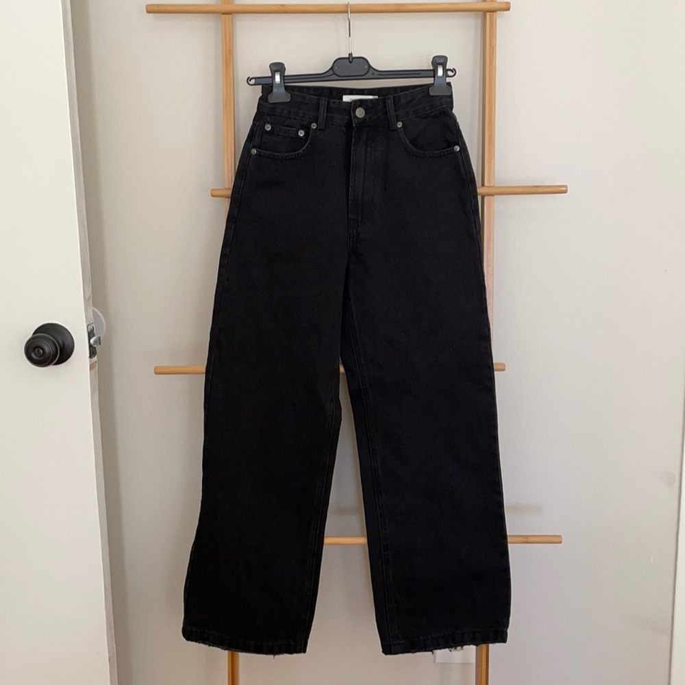 Glassons Wide Leg Black Denim Jeans - High waist